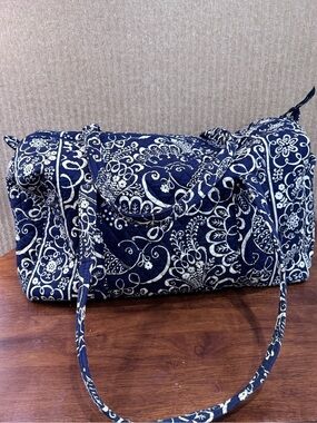 Vera Bradley Quilted Navy Floral Weekend Duffle Bag